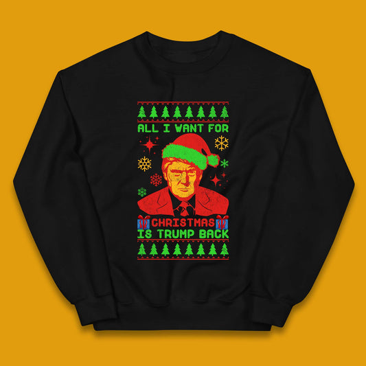 Trump Back Christmas Kids Jumper