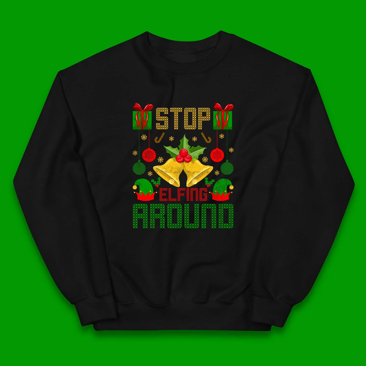 christmas stop elfing around jumper