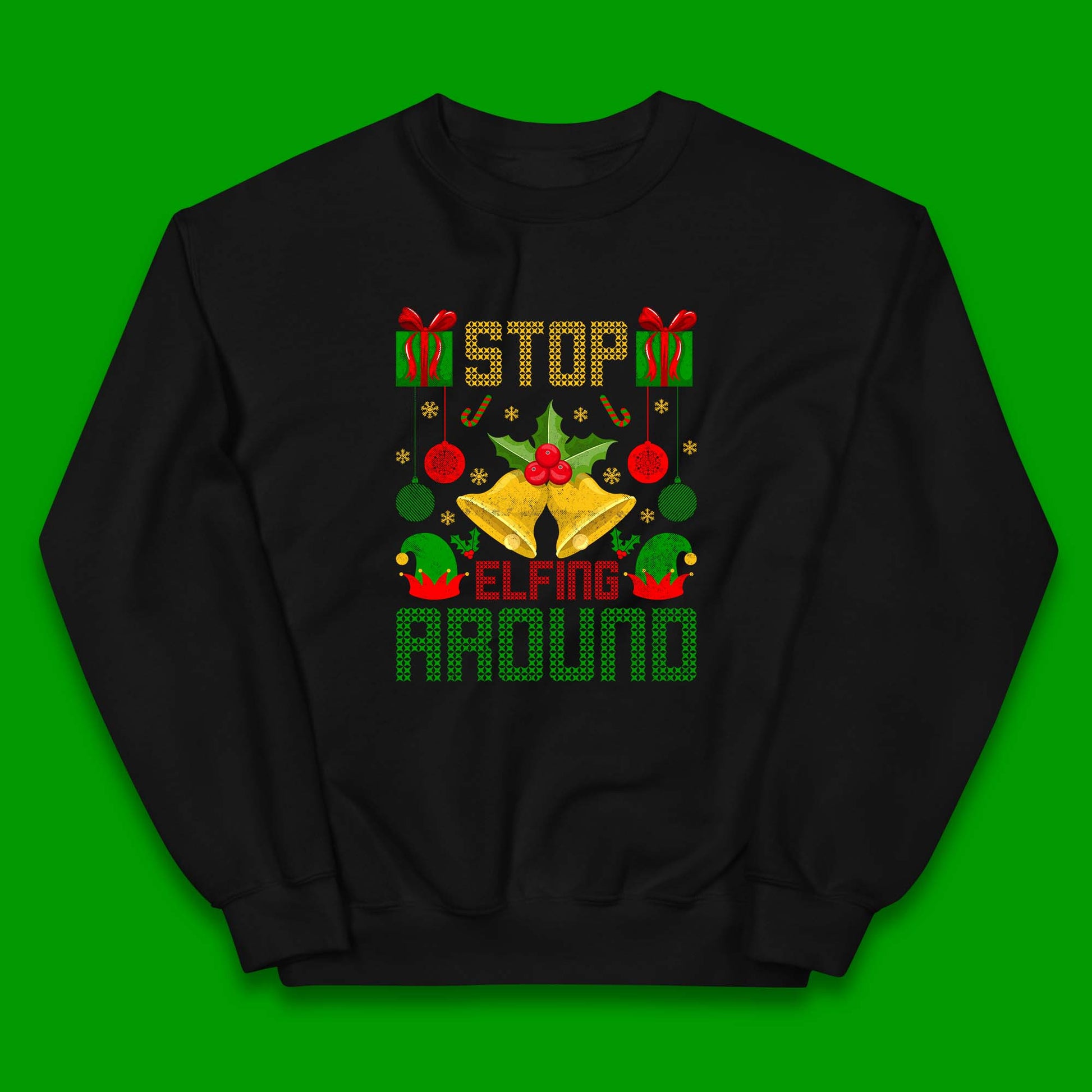 christmas stop elfing around jumper