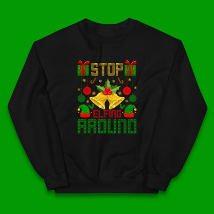 christmas stop elfing around jumper