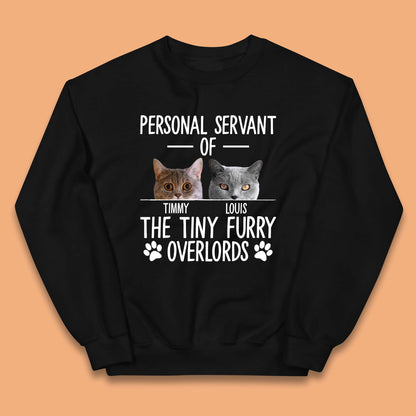 Personalised Servant Of The Tiny Furry Overlords Kids Jumper