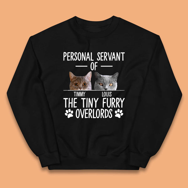 Personalised Servant Of The Tiny Furry Overlords Kids Jumper