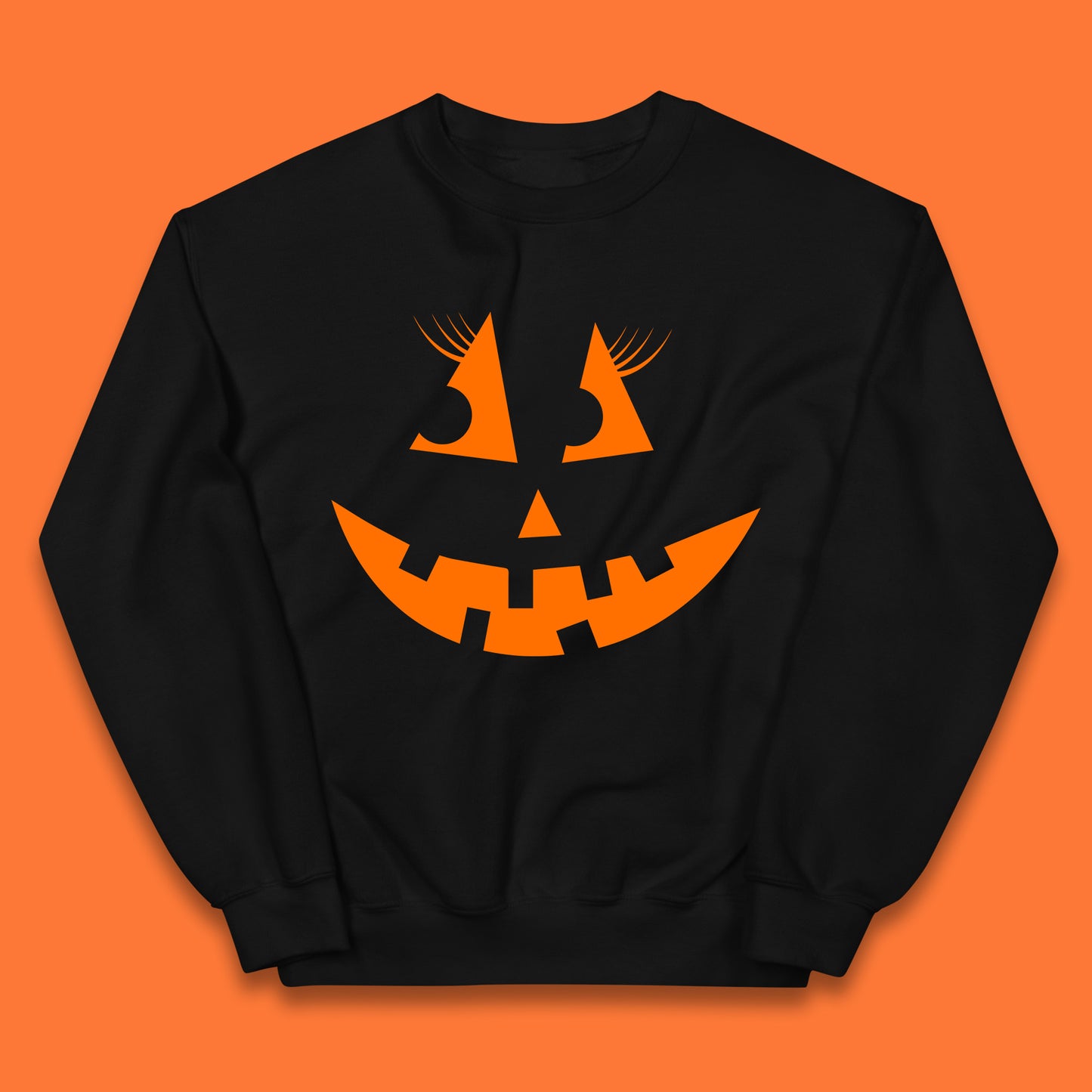 Halloween Pumpkin Jack-o-lantern Girl Evil Scary Horror Smile Face Kids Jumper
