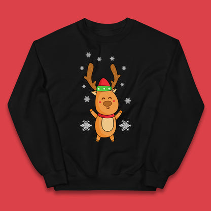 christmas reindeer with santa hat jumper