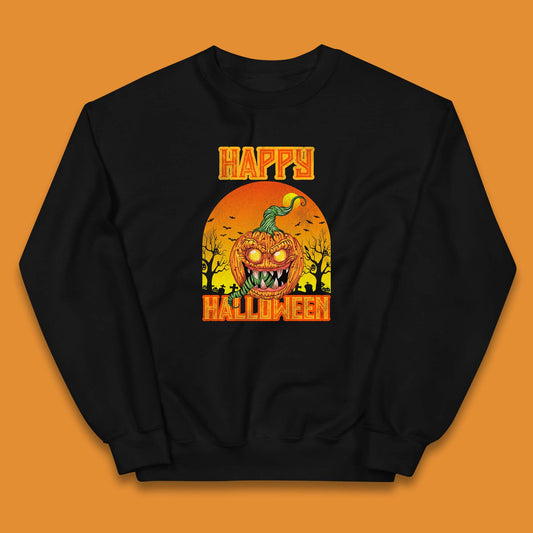 Happy Halloween Zombie Monster Pumpkin Jack-o-lantern Spooky Season Kids Jumper
