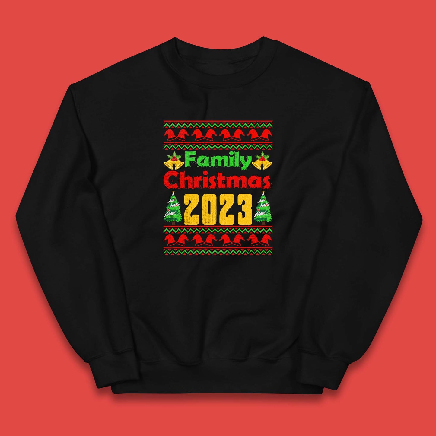 Family Christmas 2023 Holiday Winter Festive Christmas Trees Xmas Season Kids Jumper