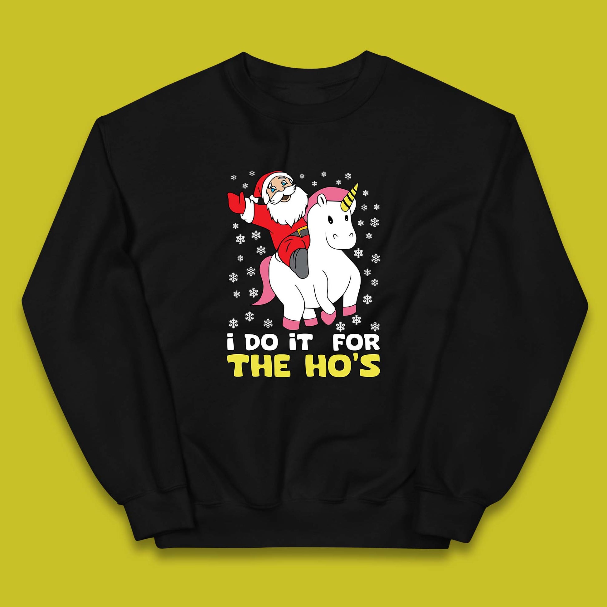 santa riding unicorn kids jumper
