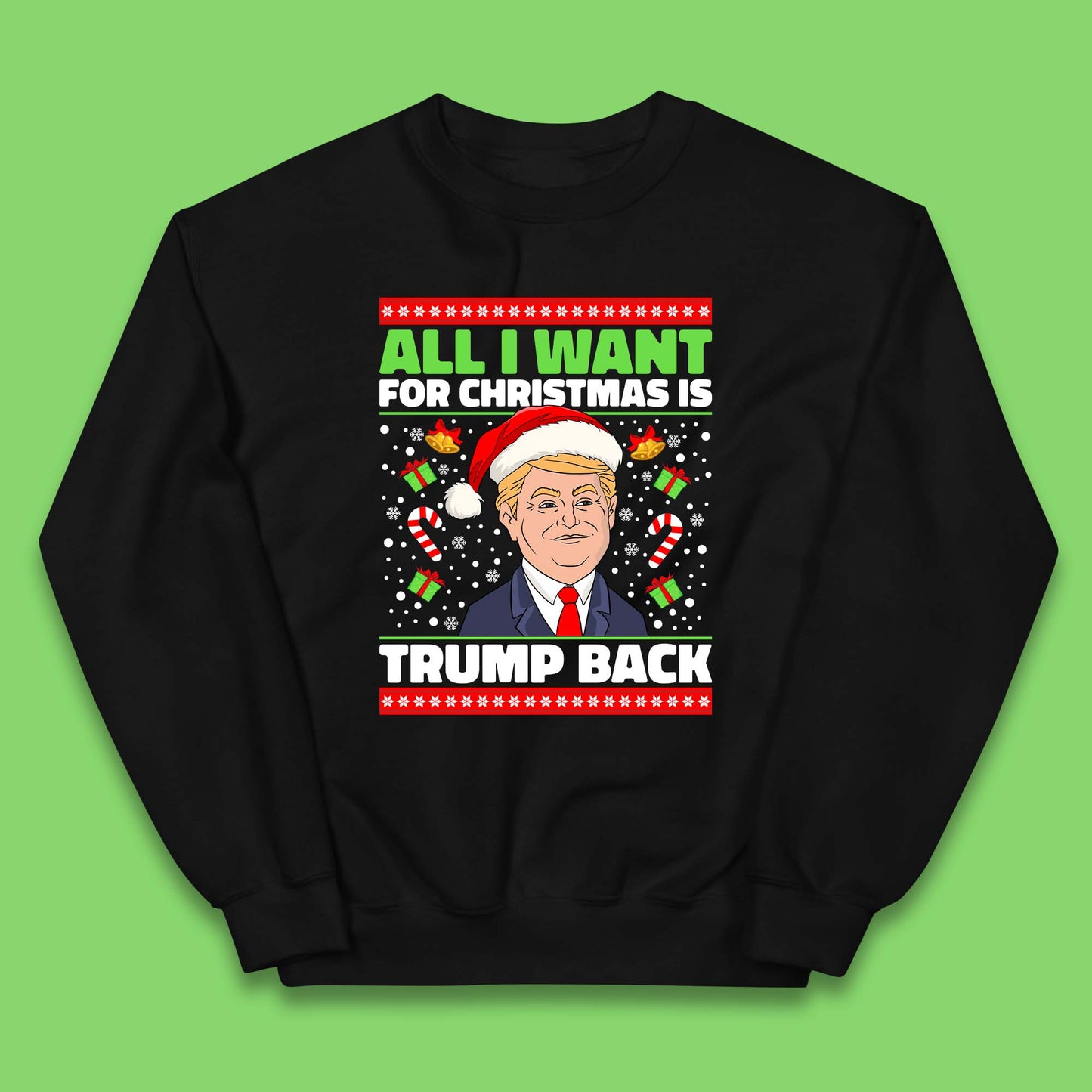 Trump Back Christmas Kids Jumper