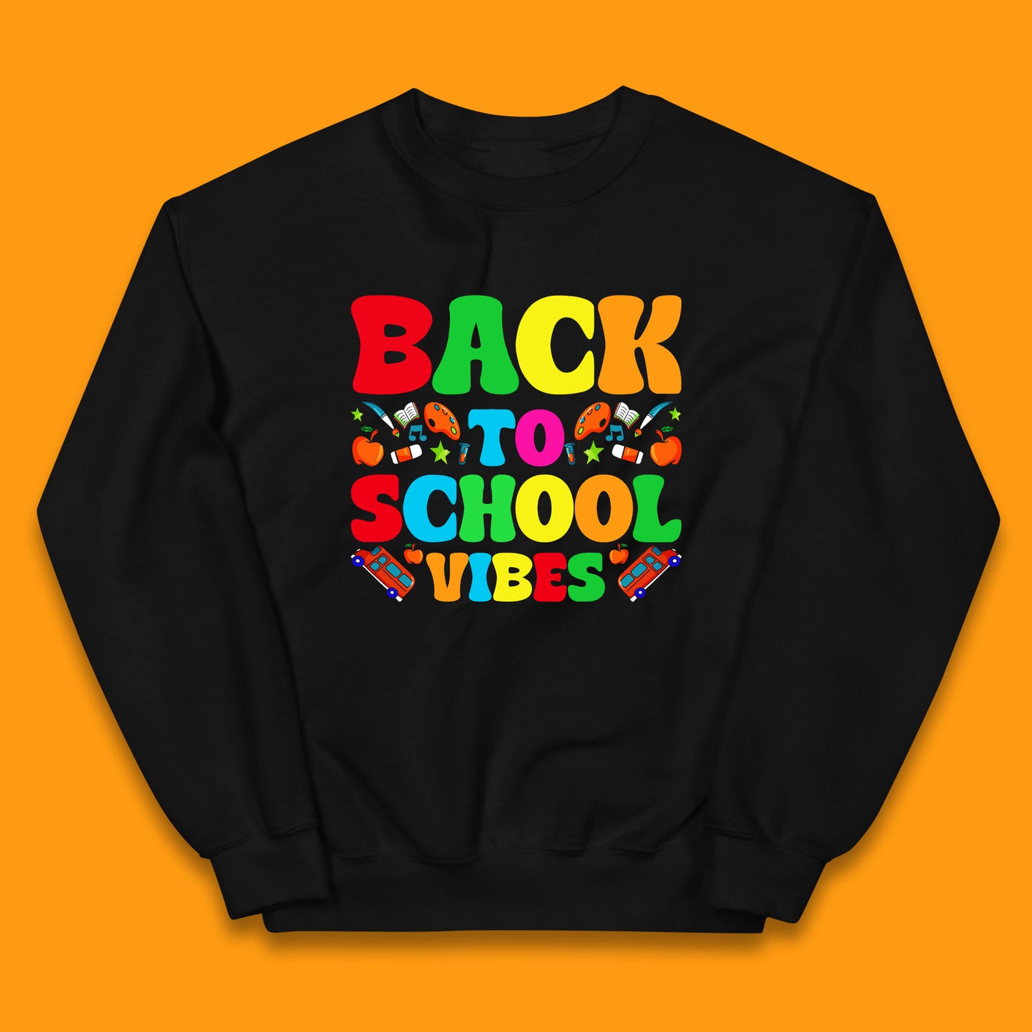 Back To School Vibes Happy First Day Of School Retro School Life Kids Jumper