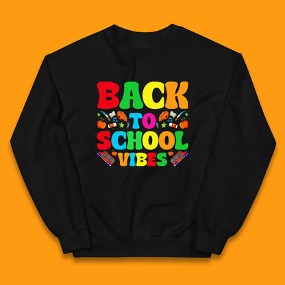 Back To School Vibes Happy First Day Of School Retro School Life Kids Jumper