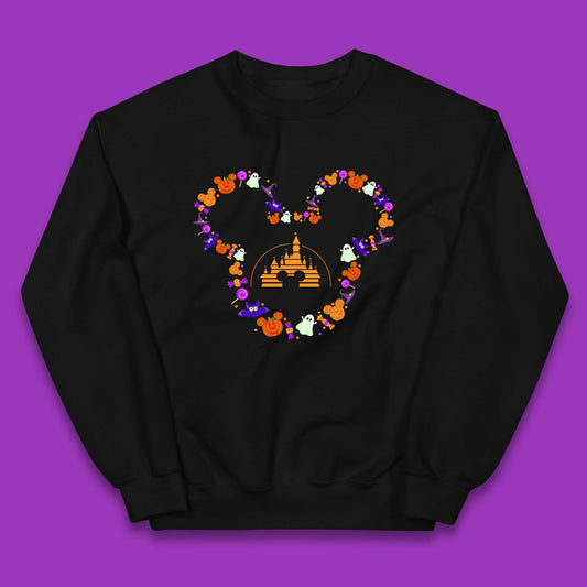 Disney Halloween Mickey Mouse Head Disney Castle Halloween Elements Horror Scary Kids Jumper
