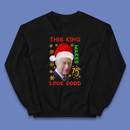 King Charles III Christmas Kids Jumper