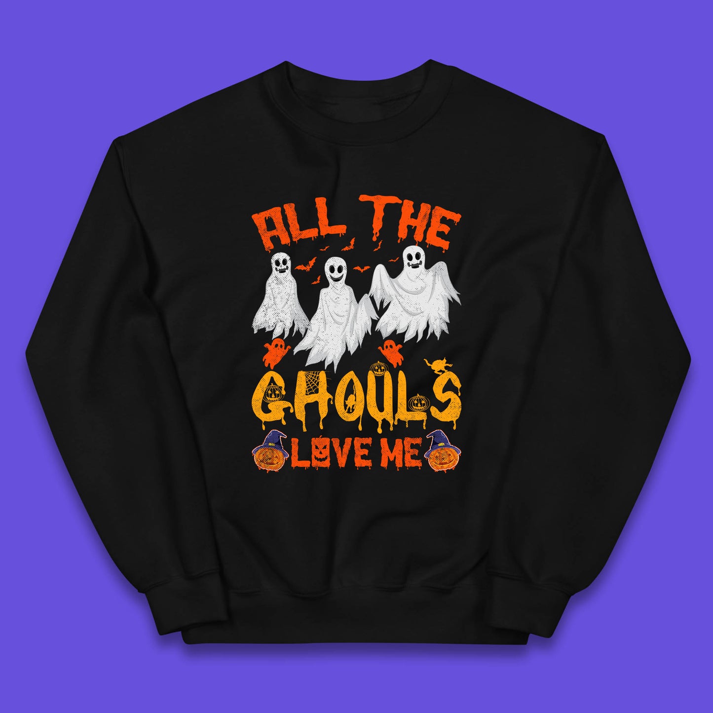 All The Ghouls Love Me Halloween Funny Horror Spooky Boo Ghost Kids Jumper