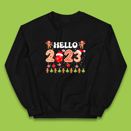 Hello 2023 Merry Christmas Gingerbread Xmas Cookies Kids Jumper