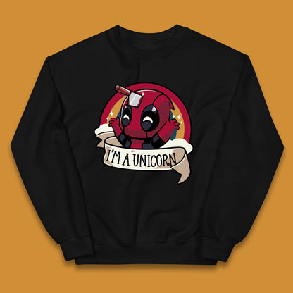 I'm A Unicorn Funny Deadpool Rainbow Colors Marvel Avengers Superhero Fictional Character Kids Jumper