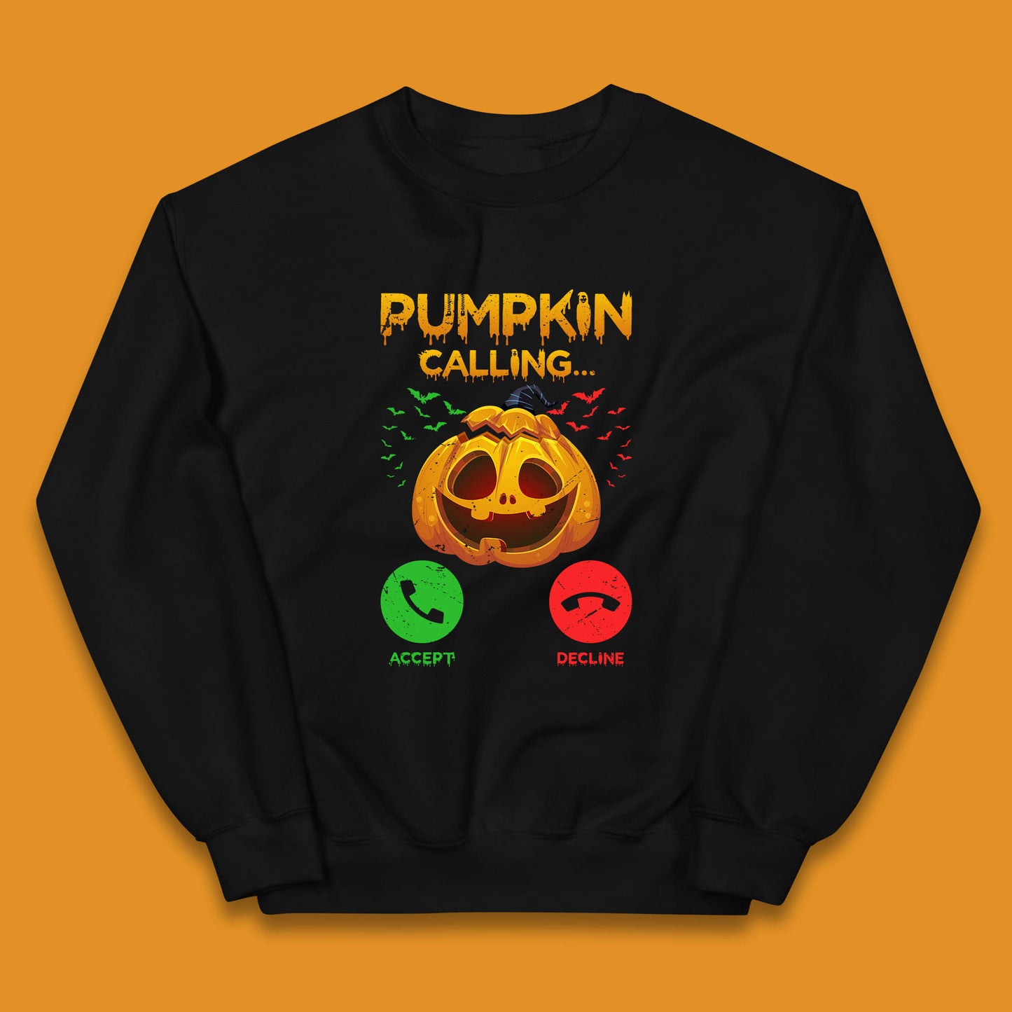 Halloween Pumpkin Calling Funny Phone Call Horror Scary Jack O Lantern Kids Jumper