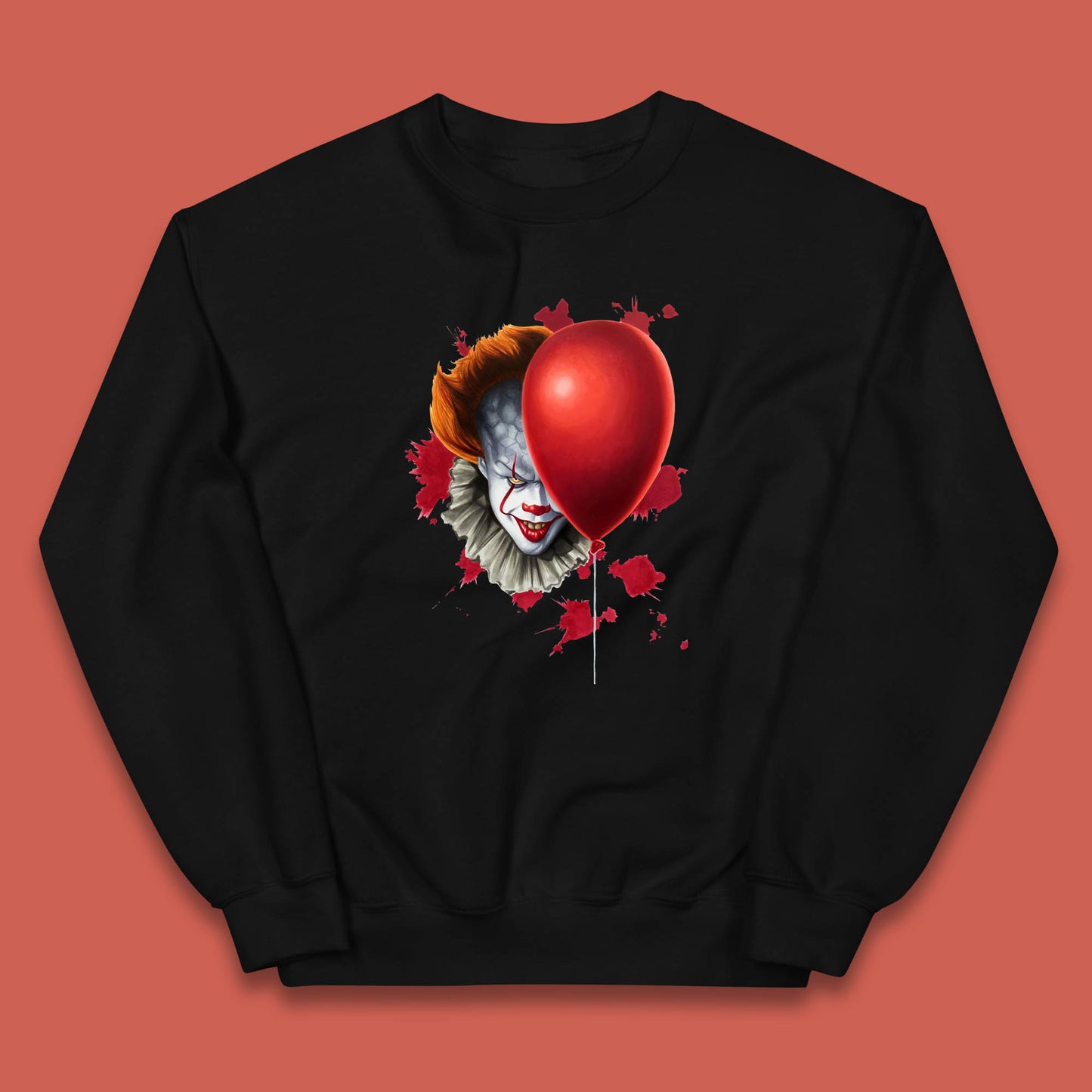 IT Pennywise Clown With Balloon Halloween Evil Clown Costume Horror Movie Serial Killer Kids Jumper