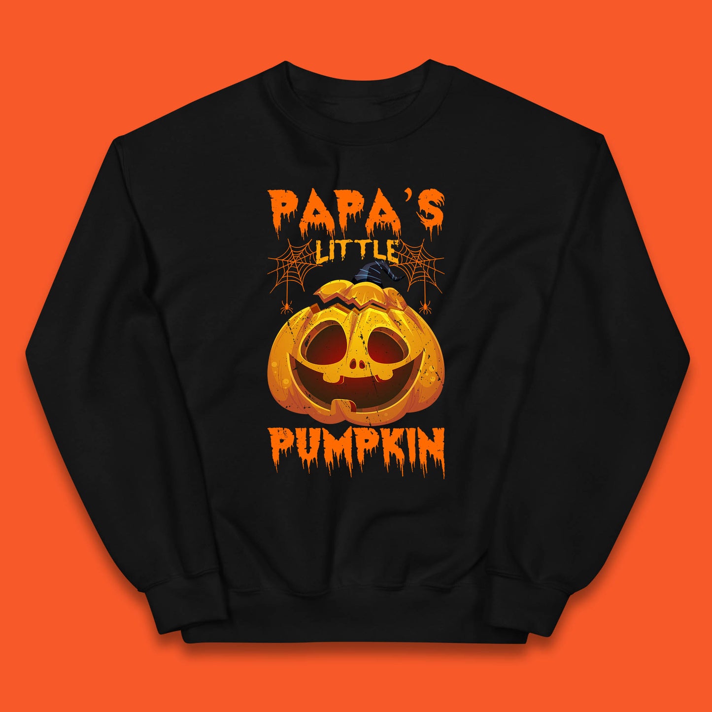 Papa's Little Pumpkin Halloween Jack-o-lantern Witch Hat Scary Evil Pumpkin Kids Jumper