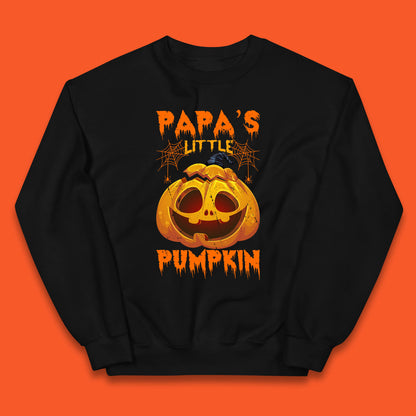 Papa's Little Pumpkin Halloween Jack-o-lantern Witch Hat Scary Evil Pumpkin Kids Jumper