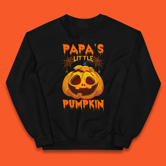 Papa's Little Pumpkin Halloween Jack-o-lantern Witch Hat Scary Evil Pumpkin Kids Jumper