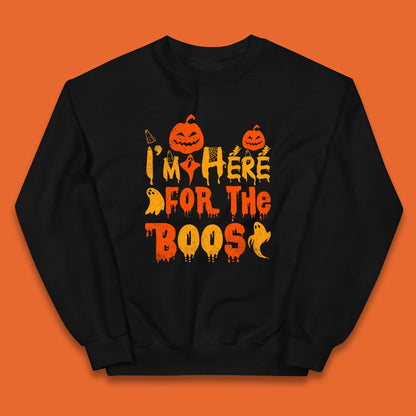 I'm Here For The Boos Halloween Pumpkin Ghost Horror Scary Kids Jumper
