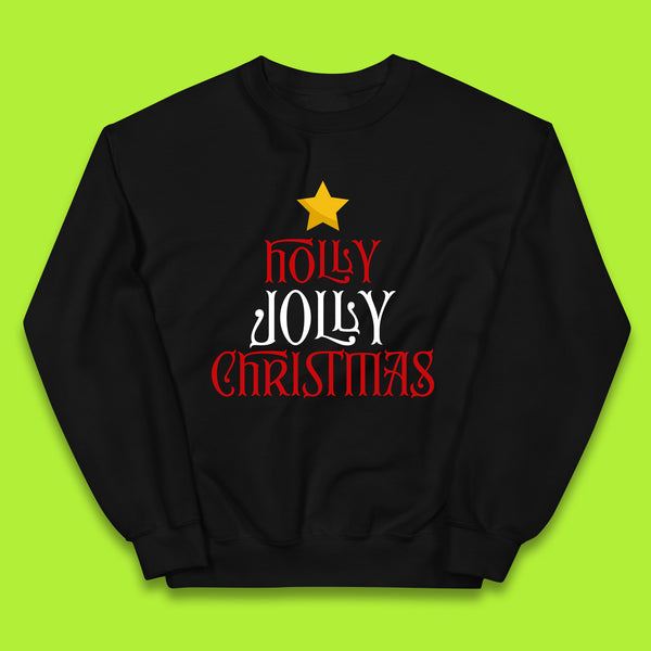 Holly Jolly Christmas Vibes Christmas Tree Festive Merry Xmas Kids Jumper