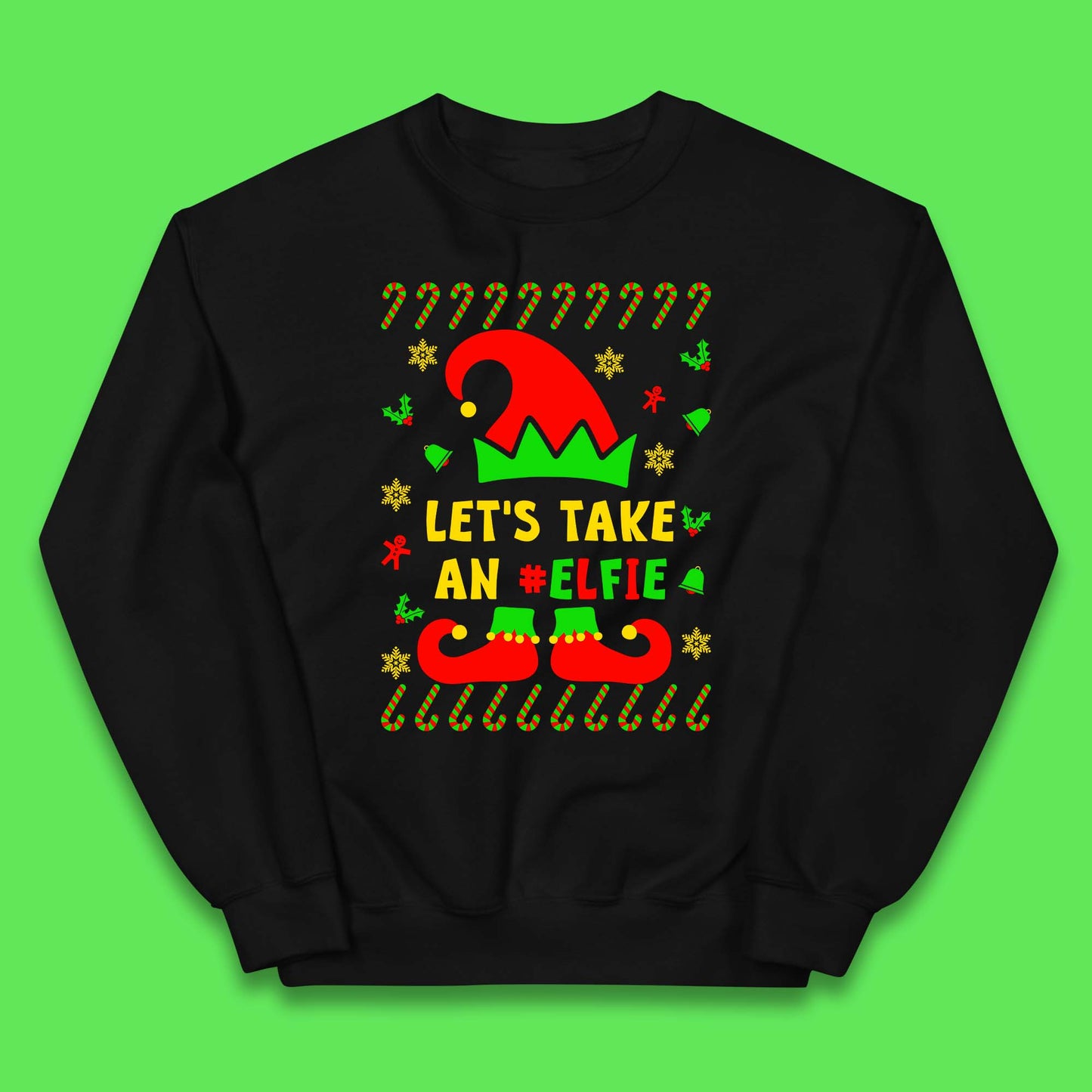 Let's Take An Elfie Christmas Kids Jumper