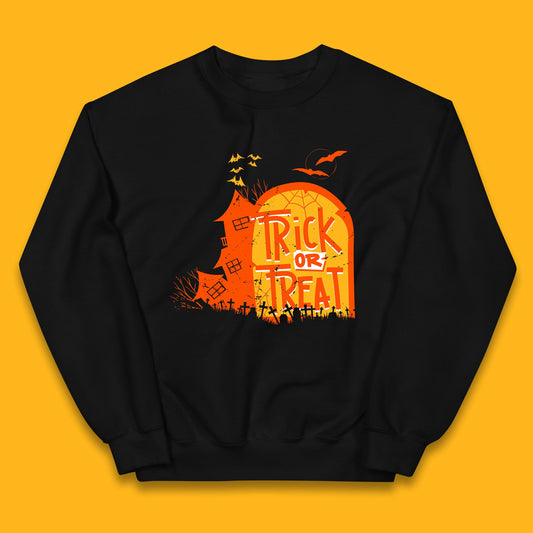 Trick Or Treat Halloween Terrific Abandoned Haunted House Flying Bats Kids Jumper