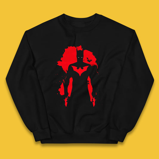 Batman Beyond Rises As A Warrior Of Justice Distressed Portrait Art DC Comics Superhero Kids Jumper
