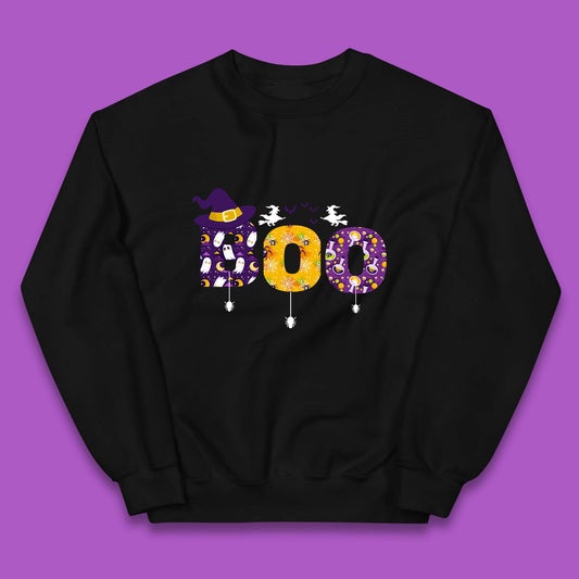 Boo With Spiders And Witch Hat Halloween Boo Ghosts Costume Kids Jumper