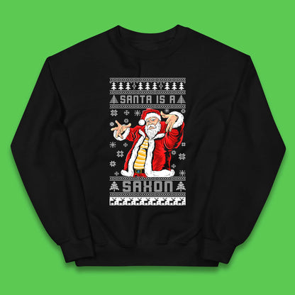 Santa is A Saxon Christmas Kids Jumper