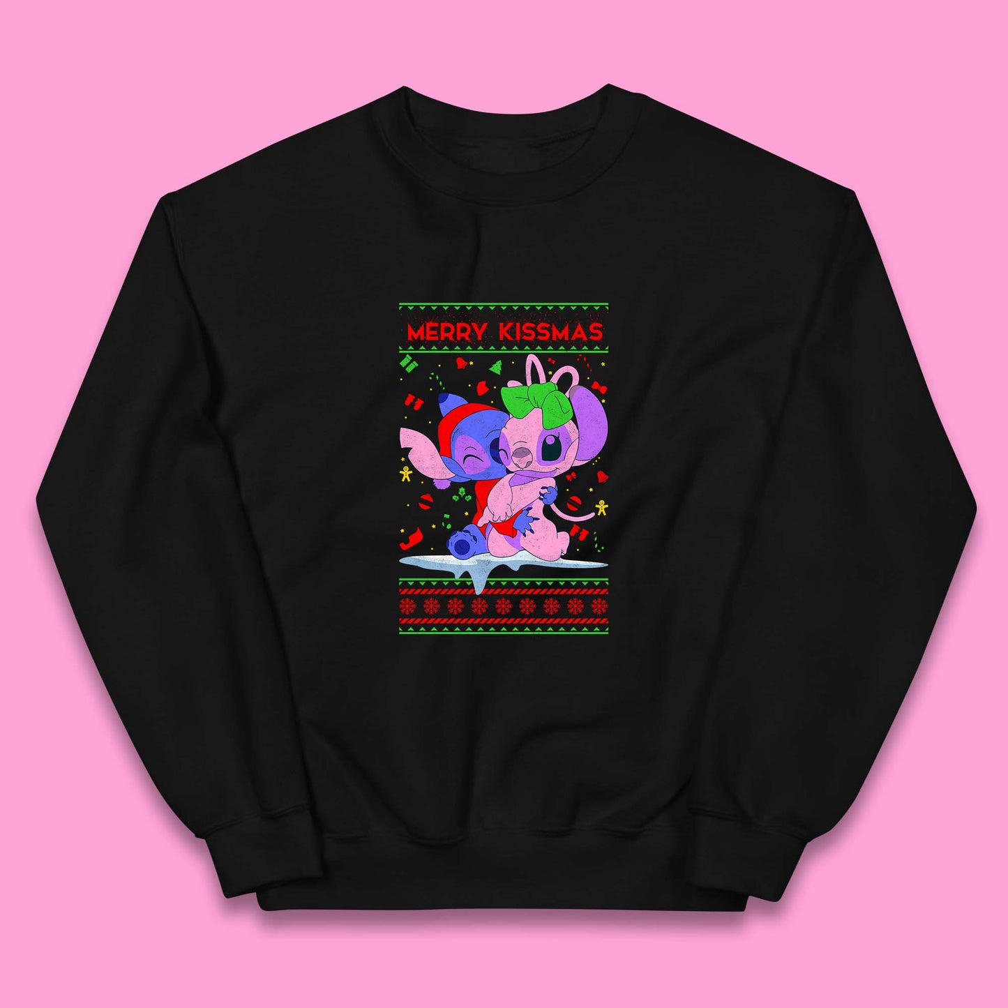 merry kissmas disney stitch and angel jumper