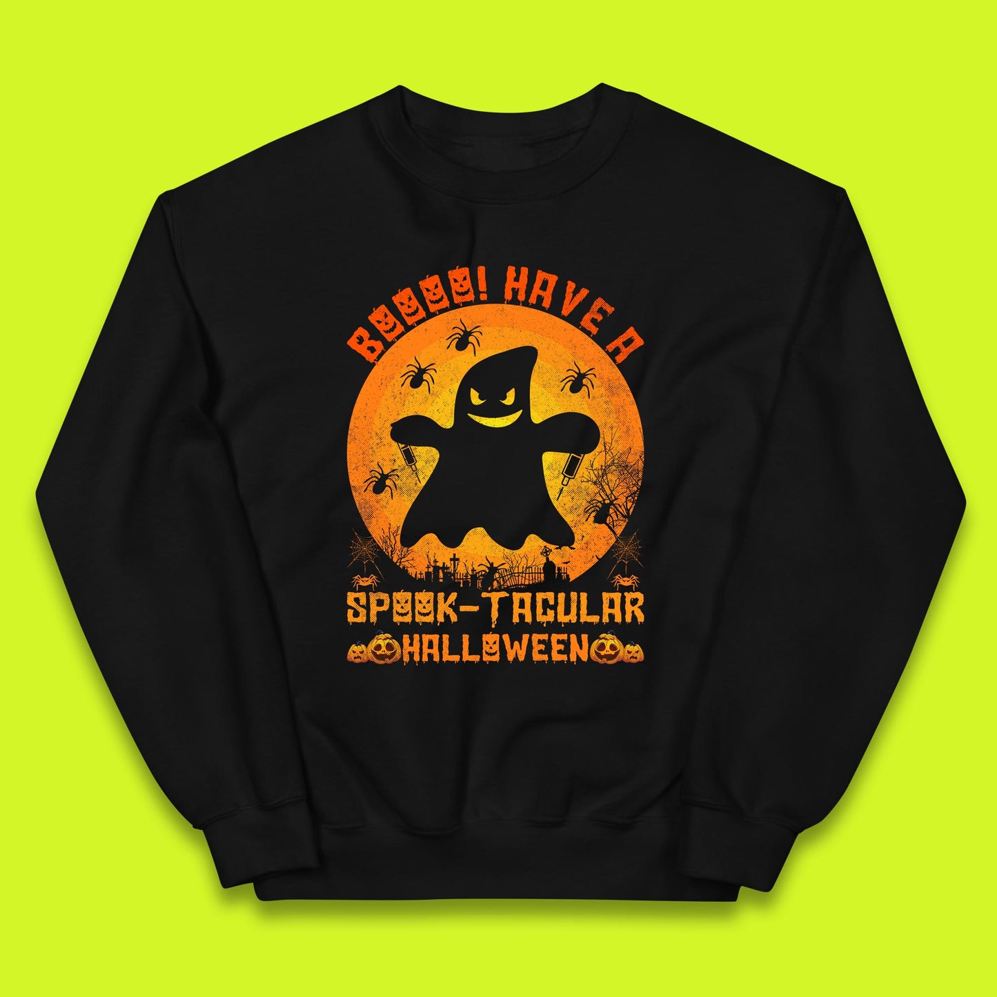 Boo Have A Spook Tacular Halloween Boo Ghost Horror Scary Spooky Season Kids Jumper