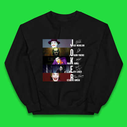 Joker All Movie Characters Full Autograph By Signed The Actors Poster Joker Greatest Villains Signatures Kids Jumper