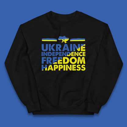 Ukraine Independence Freedom Happiness Proud Ukrainian Patriotic 24 August Independence Day Kids Jumper