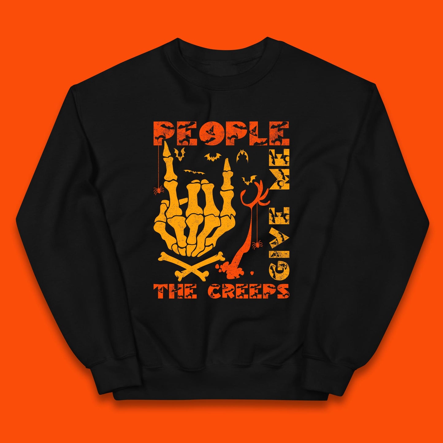 People Give Me The Creep Skeleton Hand Halloween Spooky Creepy Season Kids Jumper