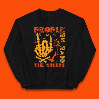 People Give Me The Creep Skeleton Hand Halloween Spooky Creepy Season Kids Jumper