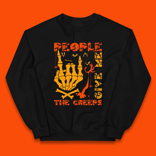 People Give Me The Creep Skeleton Hand Halloween Spooky Creepy Season Kids Jumper