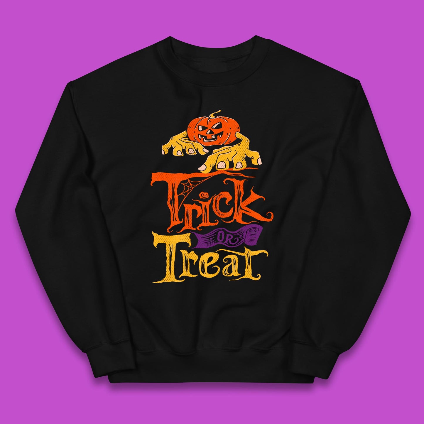 Halloween Trick Or Treat Horror Scary Evil Pumpkin With Zombie Hands Kids Jumper
