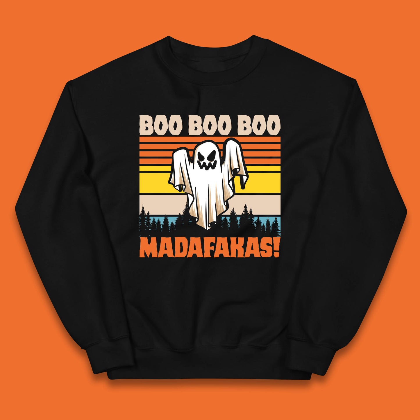 Ghost Say Boo Boo Boo Madafakas Halloween Vintage Horror Scary Boo Ghost Kids Jumper