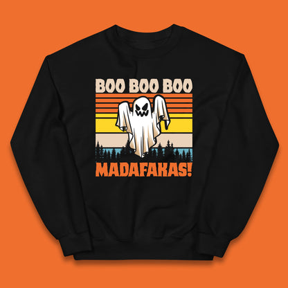 Ghost Say Boo Boo Boo Madafakas Halloween Vintage Horror Scary Boo Ghost Kids Jumper