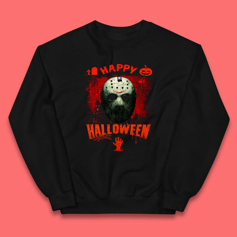 Happy Halloween Jason Voorhees Face Mask Halloween Friday The 13th Horror Movie Kids Jumper