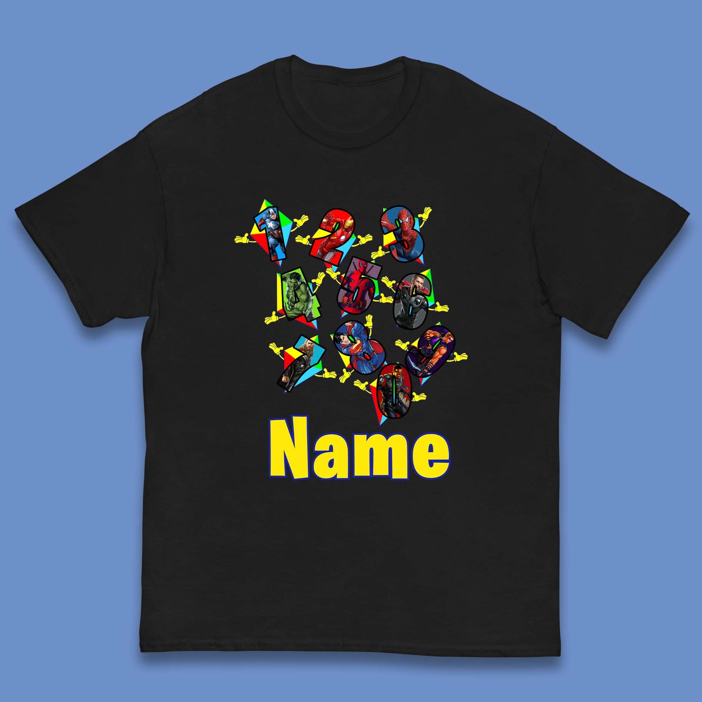 Personalised Number Day Superheroes Superheroes Kids T-Shirt