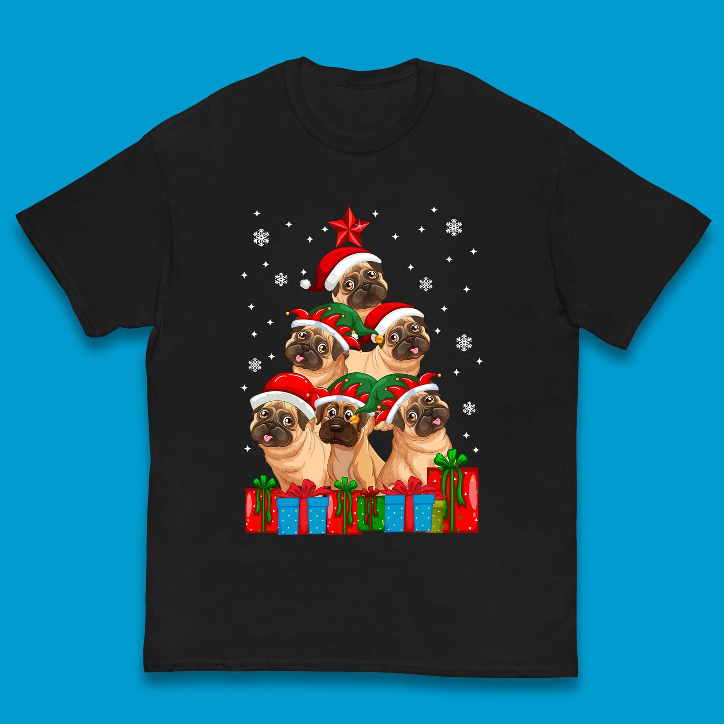 pug dog christmas t shirt