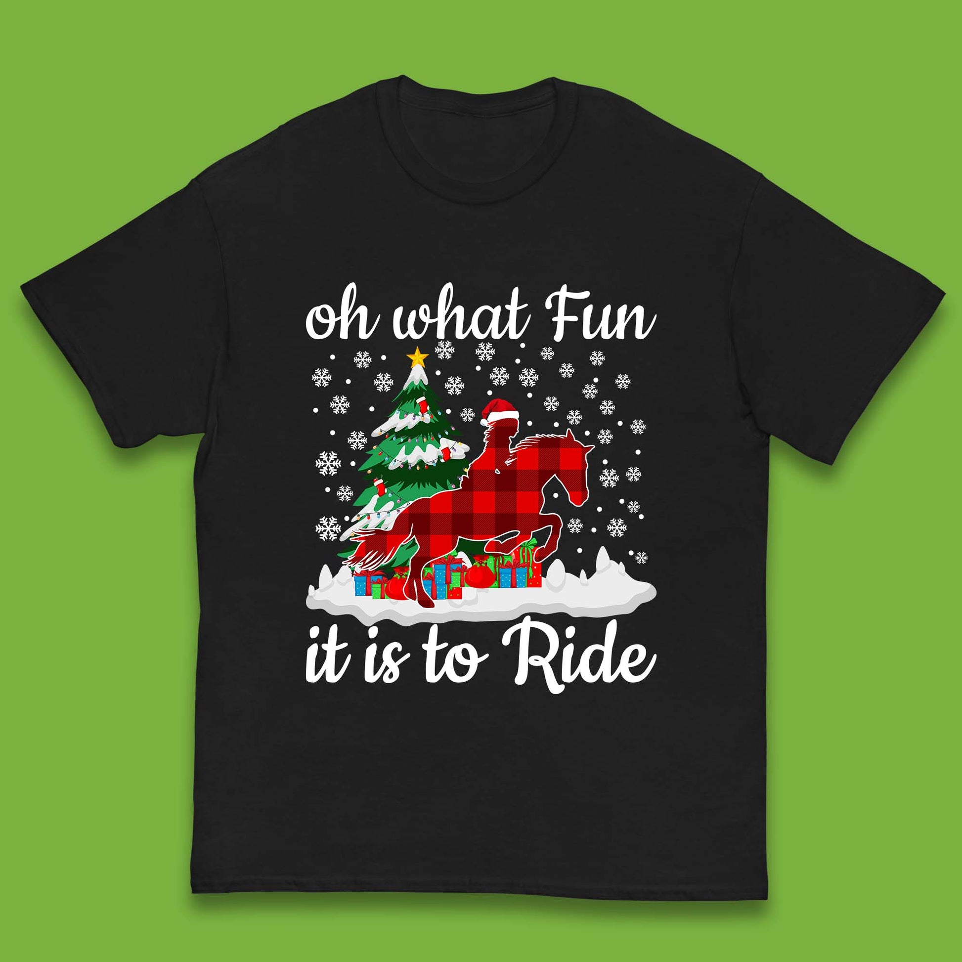 horse riding christmas kids t shirt