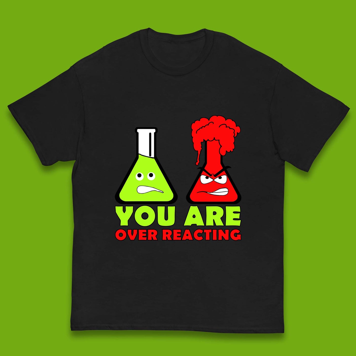 You Are Over Reacting Creepy Face Flask Funny Meme Chemistry Lovers Kids T Shirt