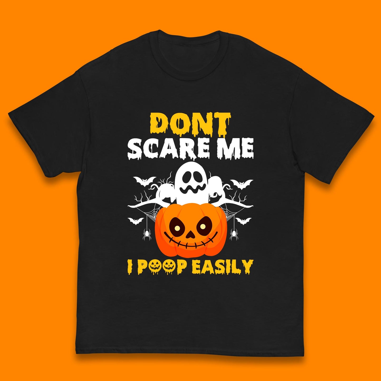 Don't Scare Me I Poop Easily Ghost Halloween Funny Meme Costume Kids T Shirt