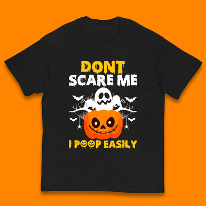 Don't Scare Me I Poop Easily Ghost Halloween Funny Meme Costume Kids T Shirt