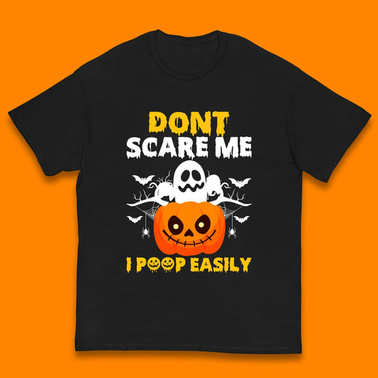 Don't Scare Me I Poop Easily Ghost Halloween Funny Meme Costume Kids T Shirt
