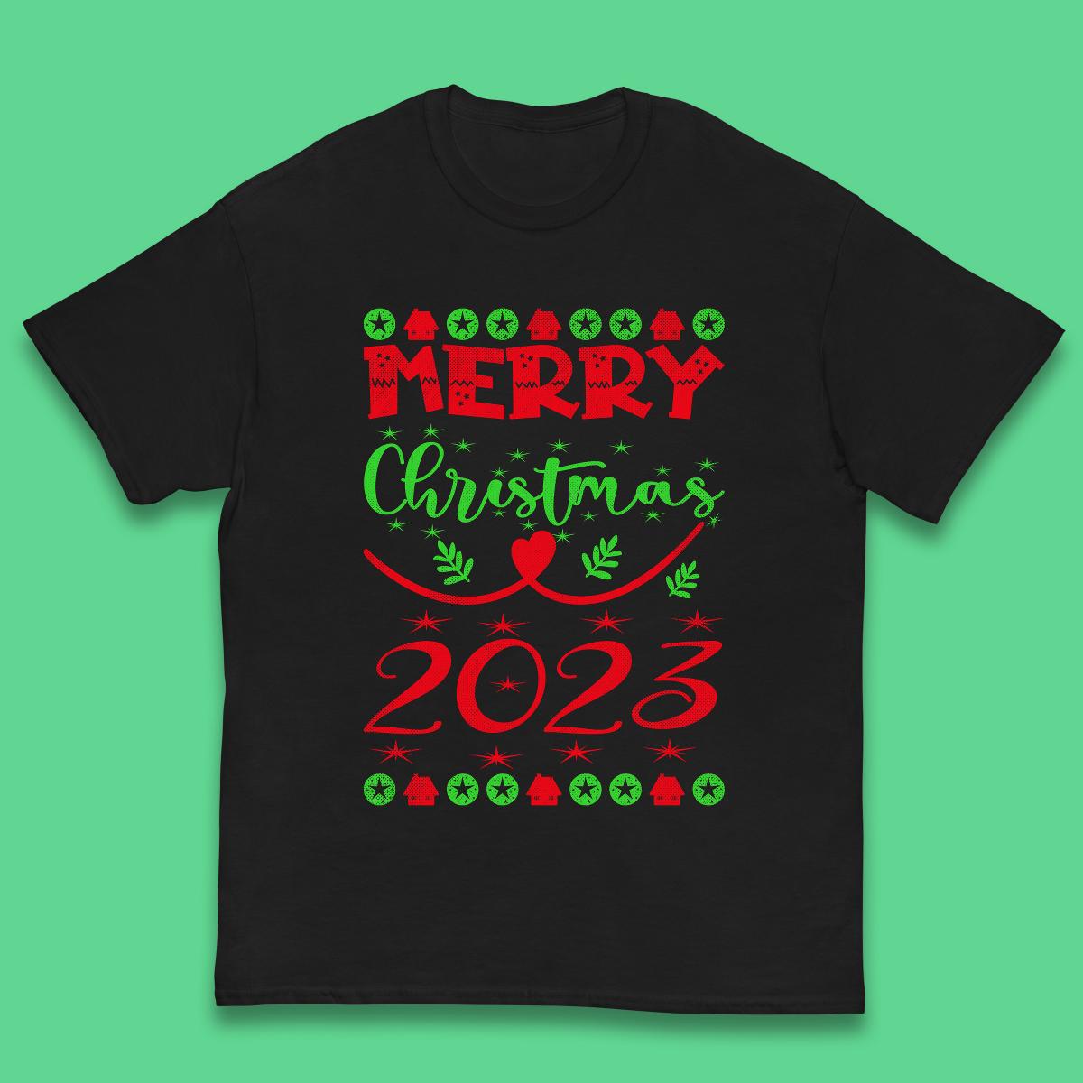 Merry Christmas 2023 Winter Holiday Xmas Festive Celebration Kids T Shirt